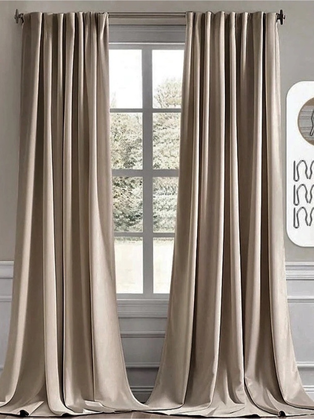 MIULEE Beige Back Tab Blackout Curtains 52x102 Inch Long 2 Panels Set